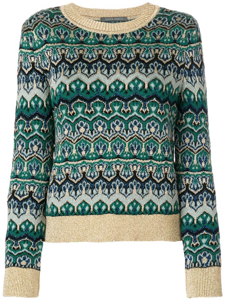 Alberta Ferretti Crew Neck Knitted Sweater - Green