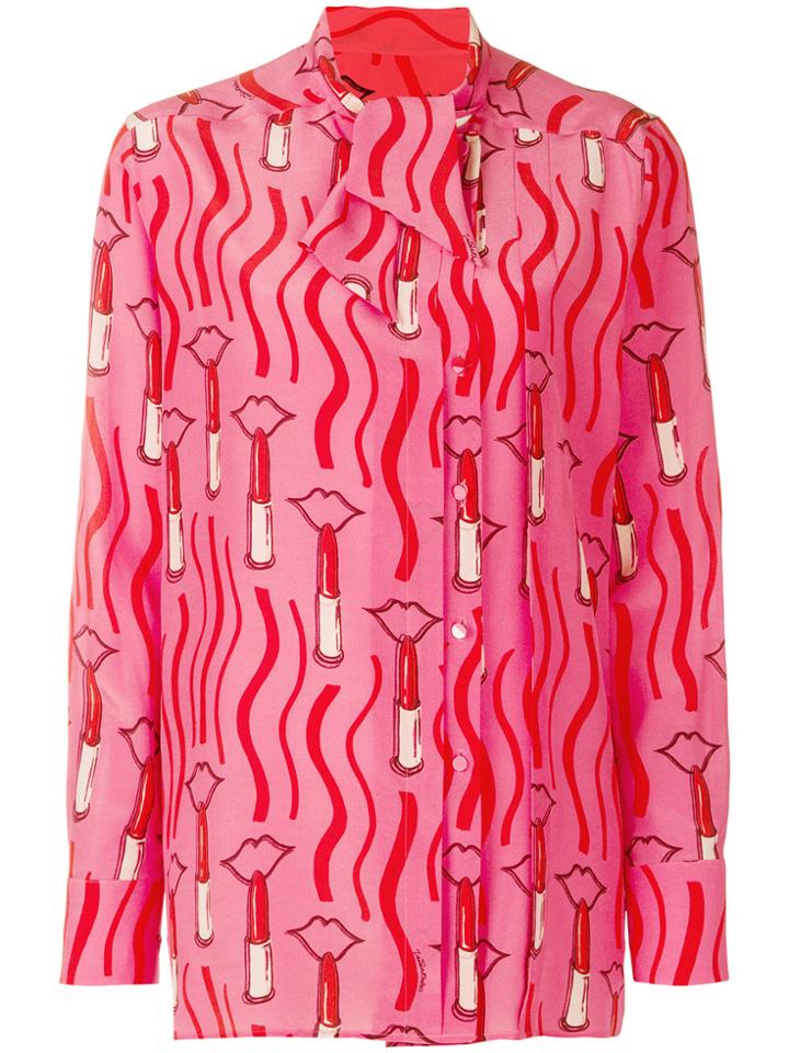 Valentino Lipstick Print Blouse - Pink & Purple