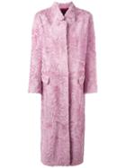 Liska 'mantel' Coat, Women's, Size: 42, Pink/purple, Lamb Fur/silk