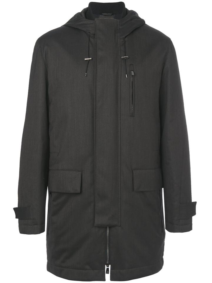 Corneliani Flap Pockets Hooded Coat - Brown
