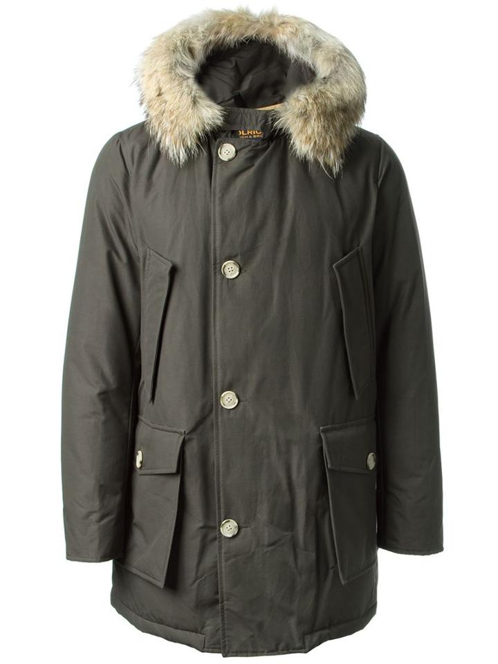 Woolrich Short Hooded Padded Coat, Men's, Size: Medium, Brown, Cotton/feather Down/nylon