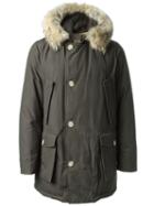 Woolrich Short Hooded Padded Coat, Men's, Size: Medium, Brown, Cotton/feather Down/nylon