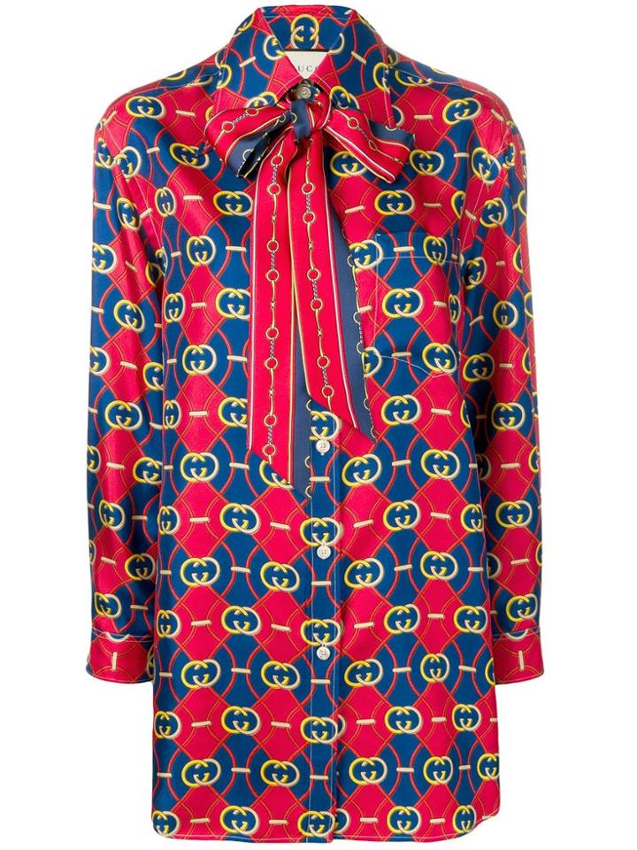 Gucci Gg Waves Print Shirt - Red