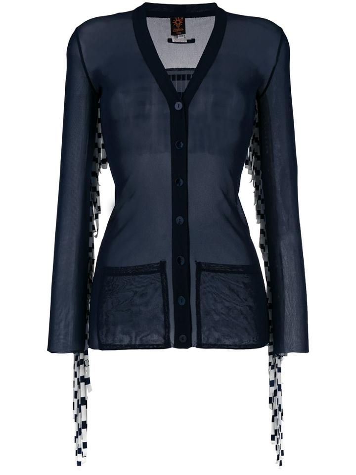 Jean Paul Gaultier Vintage Sheer Fringed Buttoned Blouse - Blue
