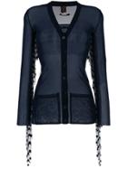 Jean Paul Gaultier Vintage Sheer Fringed Buttoned Blouse - Blue
