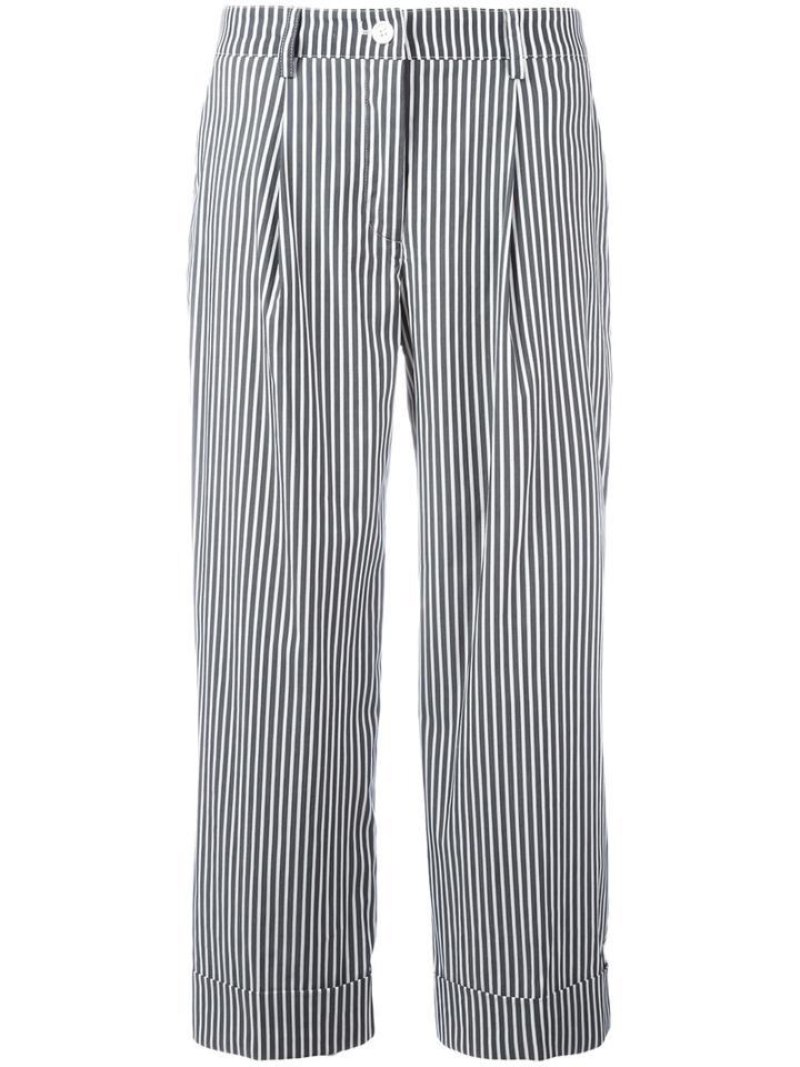P.a.r.o.s.h. Striped Cropped Trousers, Women's, Size: Xs, Grey, Cotton/polyamide/spandex/elastane