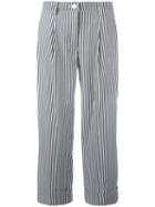 P.a.r.o.s.h. Striped Cropped Trousers, Women's, Size: Xs, Grey, Cotton/polyamide/spandex/elastane