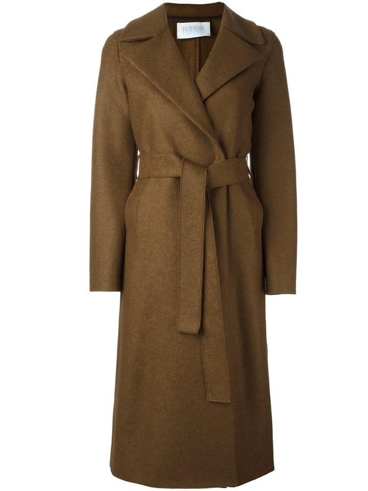 Harris Wharf London Belted Coat, Women's, Size: 40, Brown, Virgin Wool