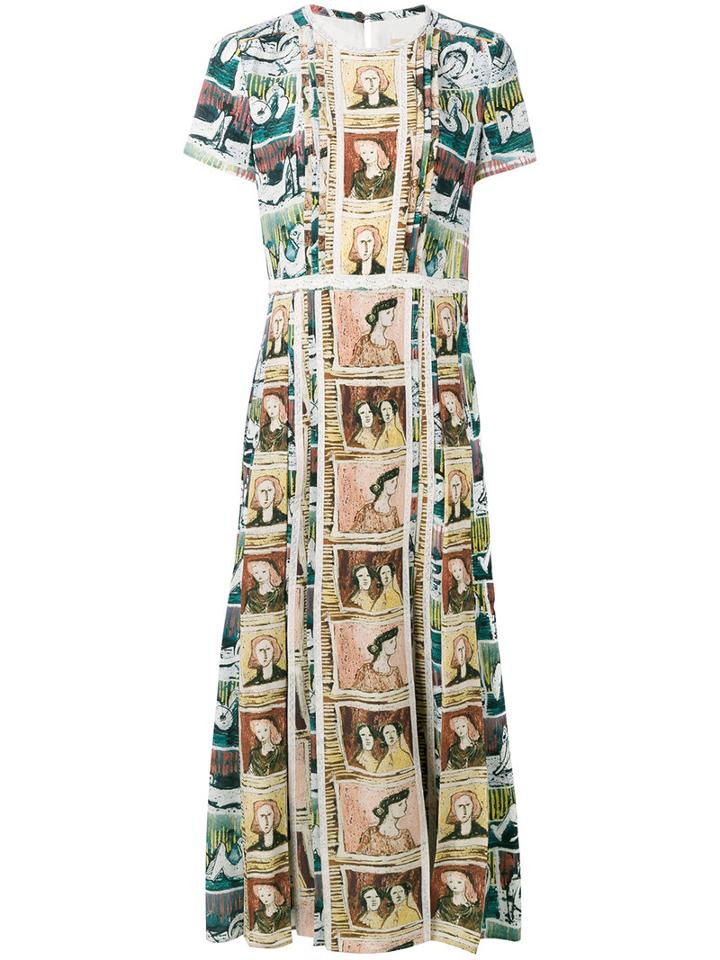 Burberry - Framed Heads And Reclining Figures Print Dress - Women - Polyester/mulberry (pink) Silk - 8, Women's, Polyester/mulberry Silk