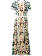 Burberry - Framed Heads And Reclining Figures Print Dress - Women - Polyester/mulberry (pink) Silk - 8, Women's, Polyester/mulberry Silk