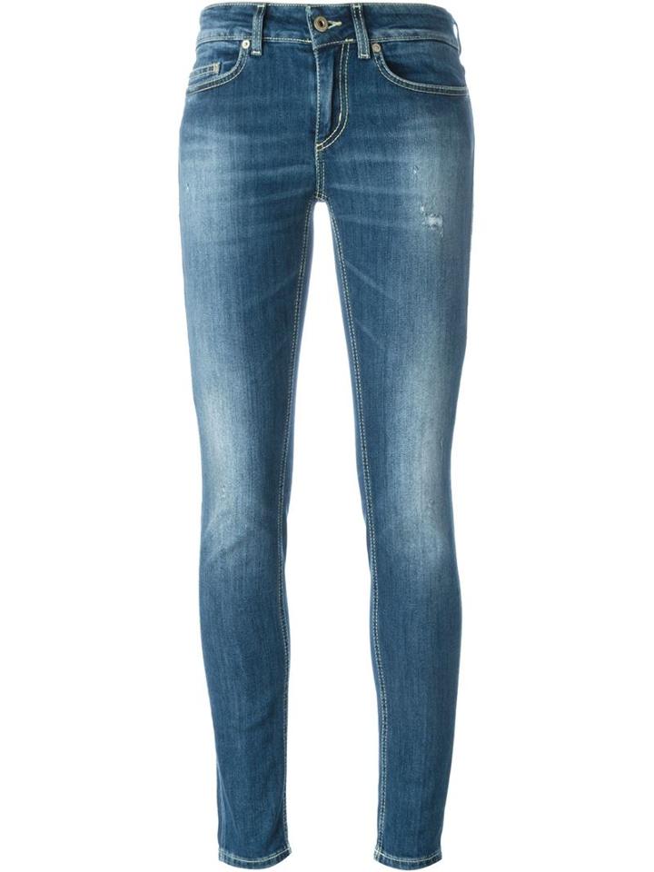 Dondup Washed Skinny Fit Jeans, Women's, Size: 30, Blue, Cotton/polyester/spandex/elastane