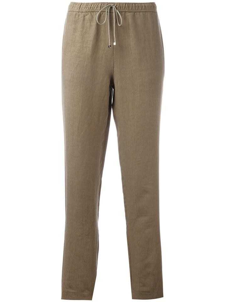Majestic Filatures Drawstring Trousers, Size: Iii, Green, Cotton/linen/flax