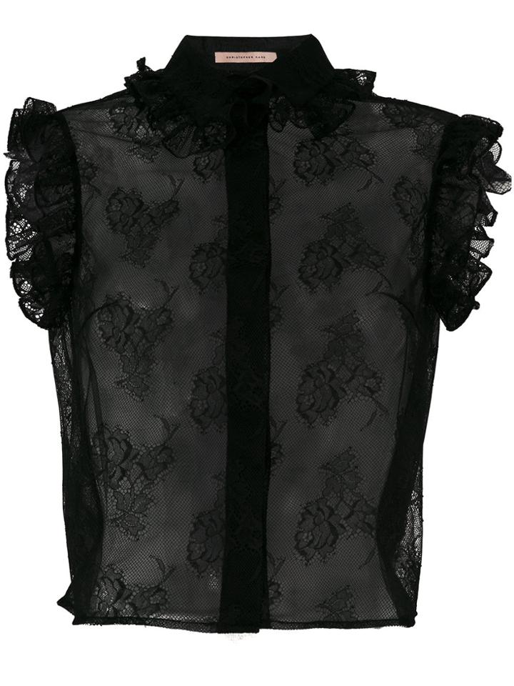 Christopher Kane Frill Embellished Cropped Sleeveless Shirt - Black