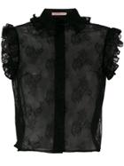 Christopher Kane Frill Embellished Cropped Sleeveless Shirt - Black