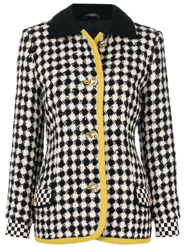 Versace Vintage Optical Bouclé Jacket - Black