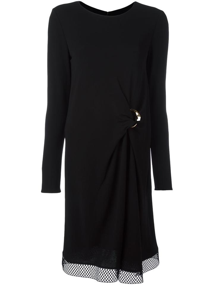 Cavalli Class Front Knot Layered Dress, Women's, Size: 42, Black, Polyamide/polyester/viscose