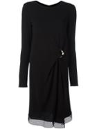 Cavalli Class Front Knot Layered Dress, Women's, Size: 42, Black, Polyamide/polyester/viscose
