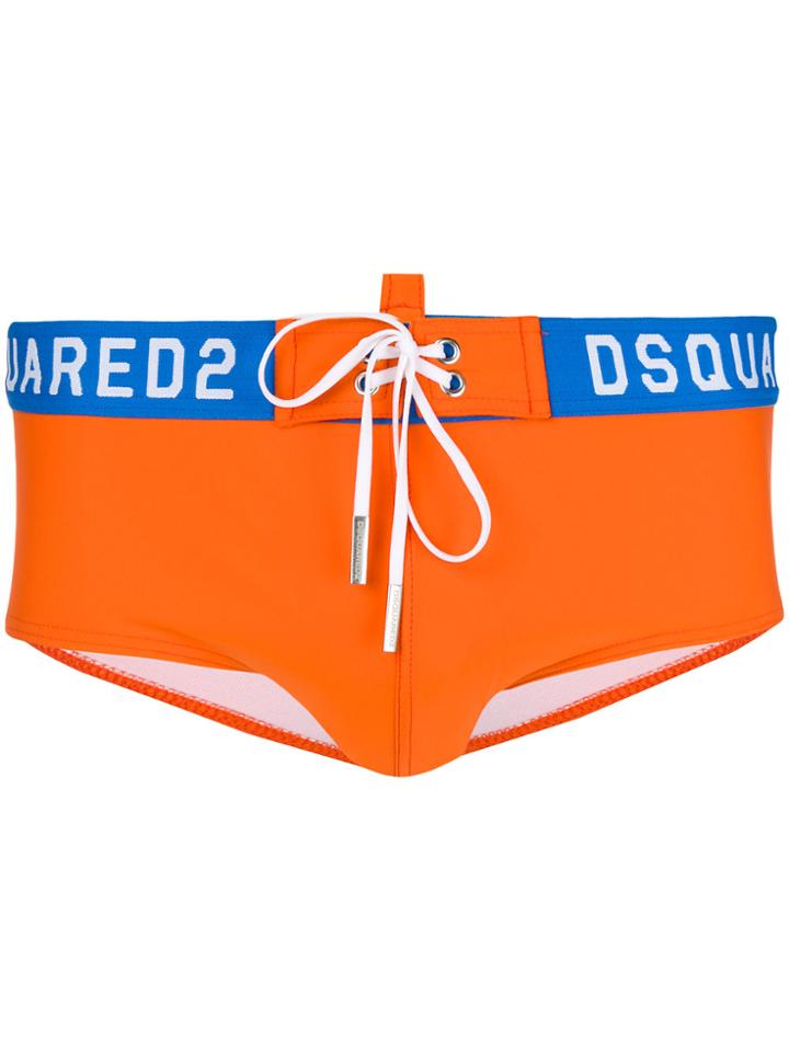 Dsquared2 Logo Waistband Swim Trunks - Yellow & Orange