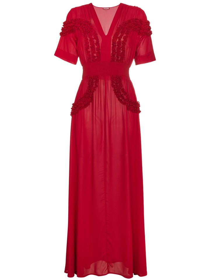Staud Frill Maxi Dress - Red