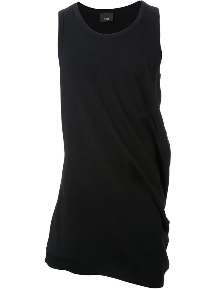 Thamanyah Asymmetric Drape Tank, Men's, Size: Medium, Black, Cotton/spandex/elastane