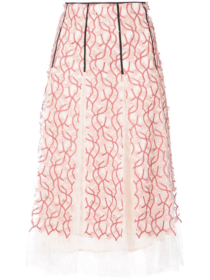 Giambattista Valli Embroidered Floral Skirt - Nude & Neutrals