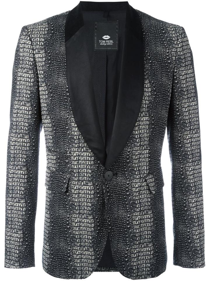 Tom Rebl 'reptile' Blazer, Men's, Size: 48, Black, Cotton/polyamide/viscose