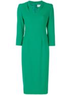 Goat - Eartha V-neck Pencil Dress - Women - Polyester/acetate/wool - 12, Green, Polyester/acetate/wool