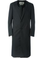 Casely-hayford Cut Out Lapel Round Neck Fitted Single Breasted Coat, Men's, Size: 38, Black, Polyester/cupro