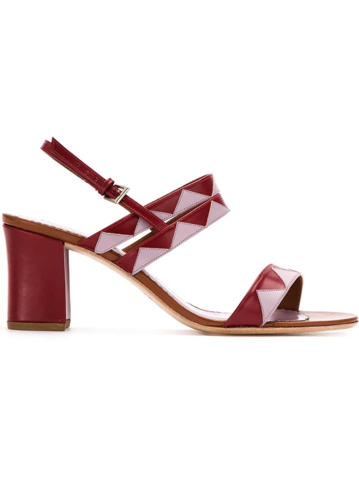 Sarah Chofakian Geometric Panels Sandals - Red