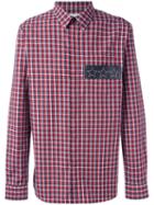 Givenchy Star Plaque Plaid Shirt, Men's, Size: 40, Red, Cotton/calf Leather