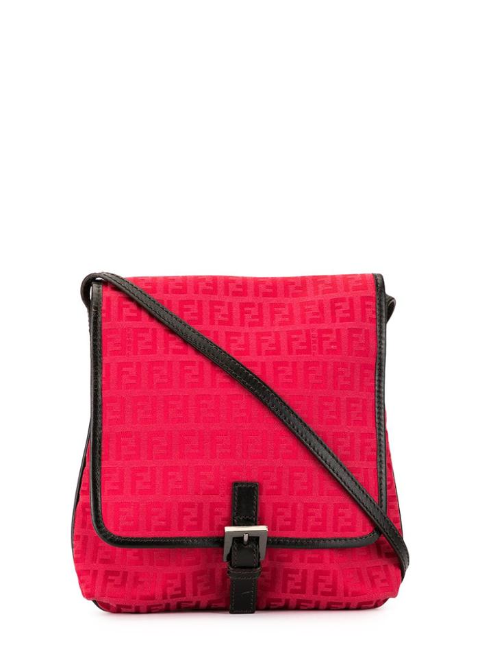 Fendi Pre-owned Zucchino Pattern Crossbody Bag - Red