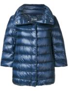 Herno - Cropped Sleeve Padded Jacket - Women - Polyimide/polyamide/goose Down - 40, Blue, Polyimide/polyamide/goose Down