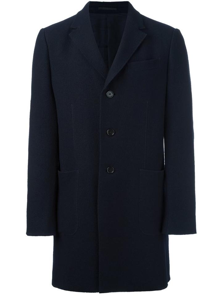 Z Zegna Single Breasted Coat, Men's, Size: 46, Blue, Cotton/cupro/wool