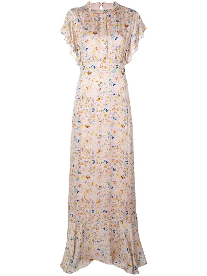 Cynthia Rowley Talia Flutter Sleeve Maxi Dress - Pink