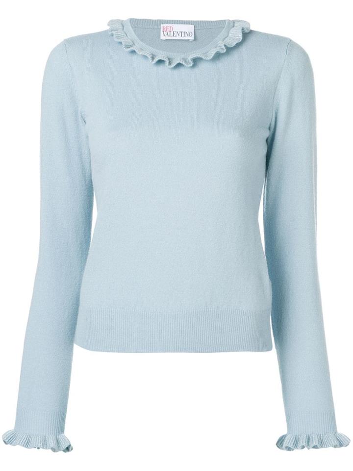 Red Valentino Frill Neck Jumper - Blue