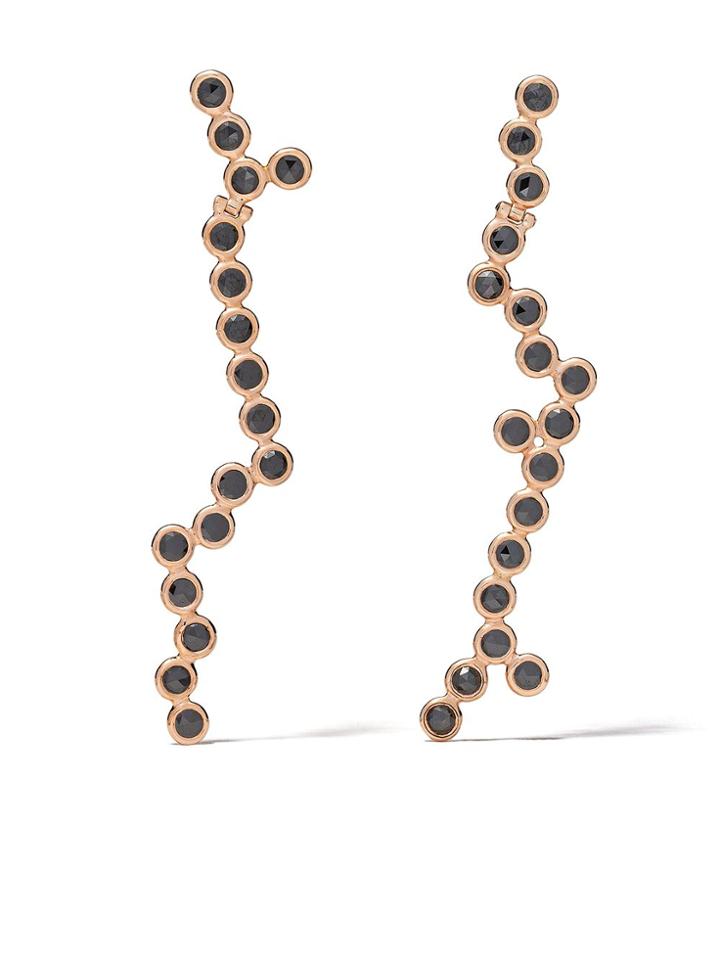 Lito 18kt Rose Gold Diamond Hive Earrings - Gold/black