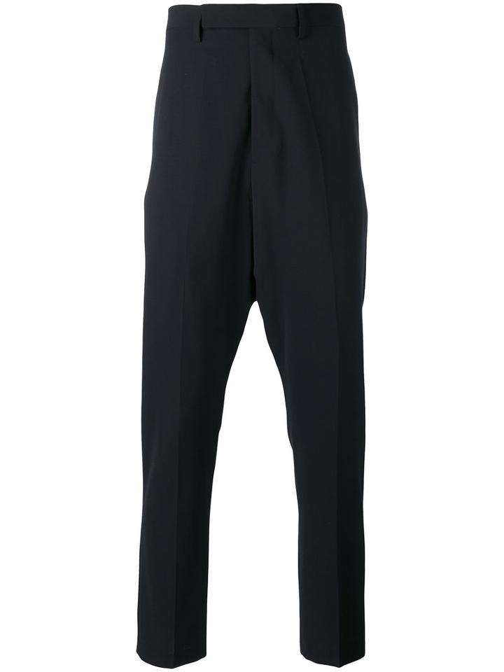 Rick Owens - High Waist Drop Crotch Trousers - Men - Cupro/viscose/virgin Wool - 52, Black, Cupro/viscose/virgin Wool