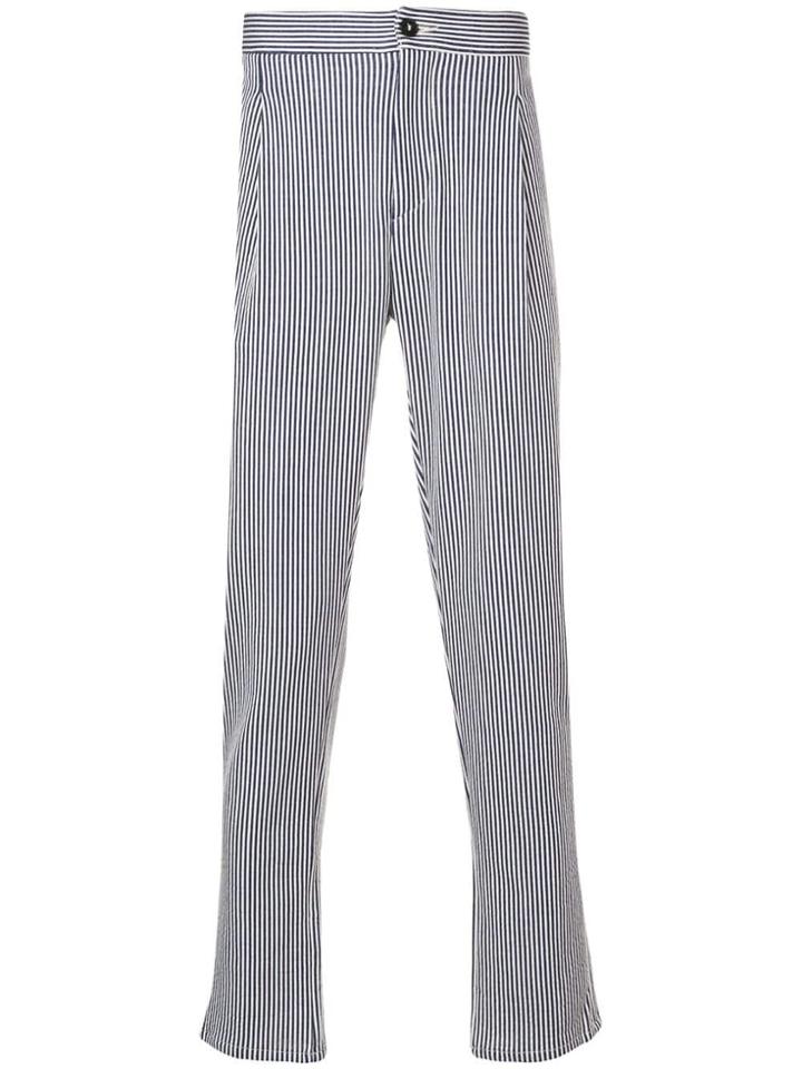 Harris Wharf London Striped Tapered Trousers - Blue