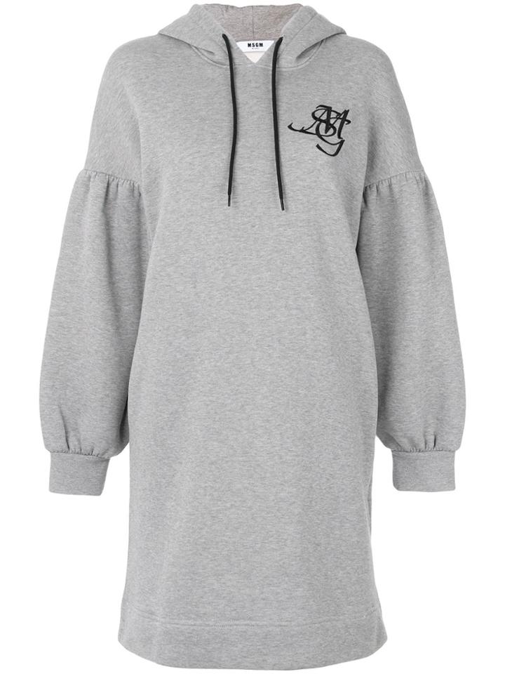 Msgm Hooded Sweatshirt Dress - Grey