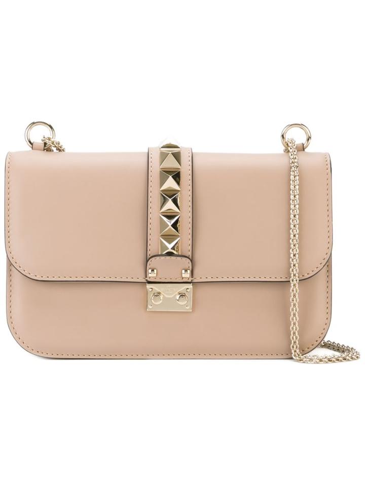 Valentino - Valentino Garavani 'glam Lock' Shoulder Bag - Women - Leather - One Size, Women's, Nude/neutrals, Leather