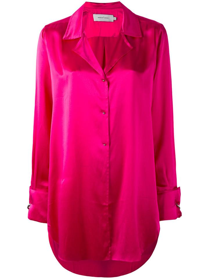 Marques'almeida - Oversize Notched Lapel Shirt - Women - Silk - S, Pink/purple, Silk