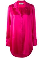 Marques'almeida - Oversize Notched Lapel Shirt - Women - Silk - S, Pink/purple, Silk