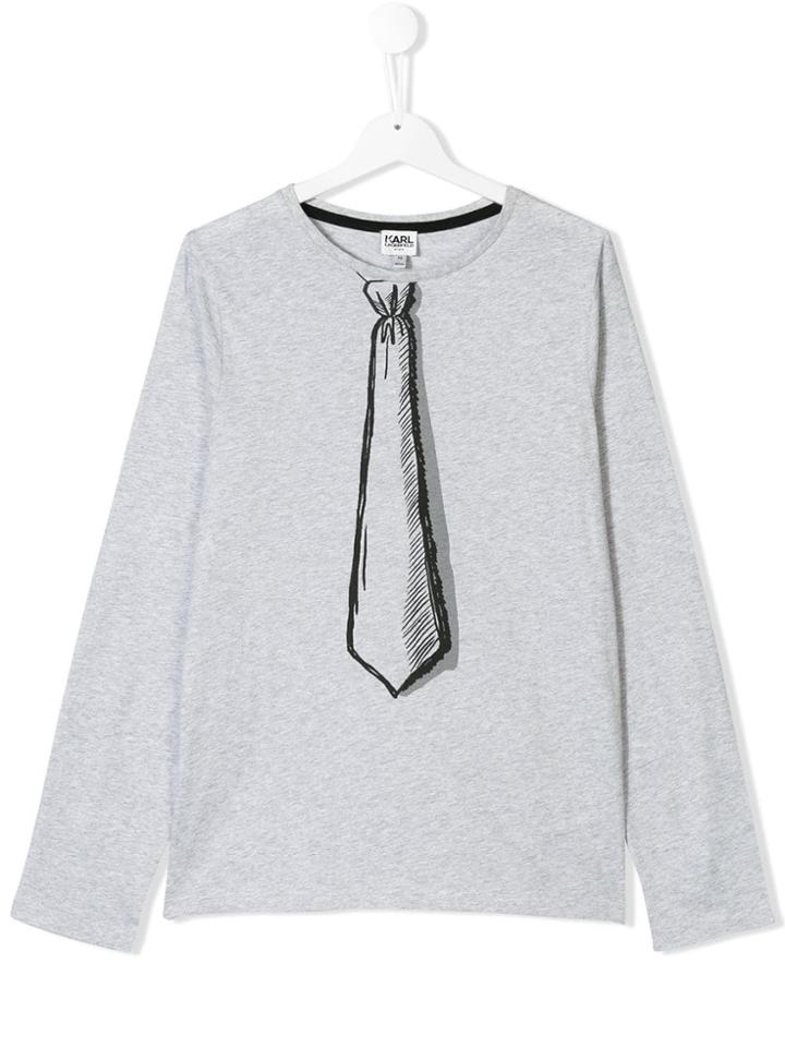 Karl Lagerfeld Kids Tie Print Longsleeved T-shirt - Grey