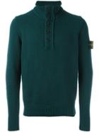 Stone Island Half-button Sweater, Men's, Size: Medium, Green, Polyamide/wool