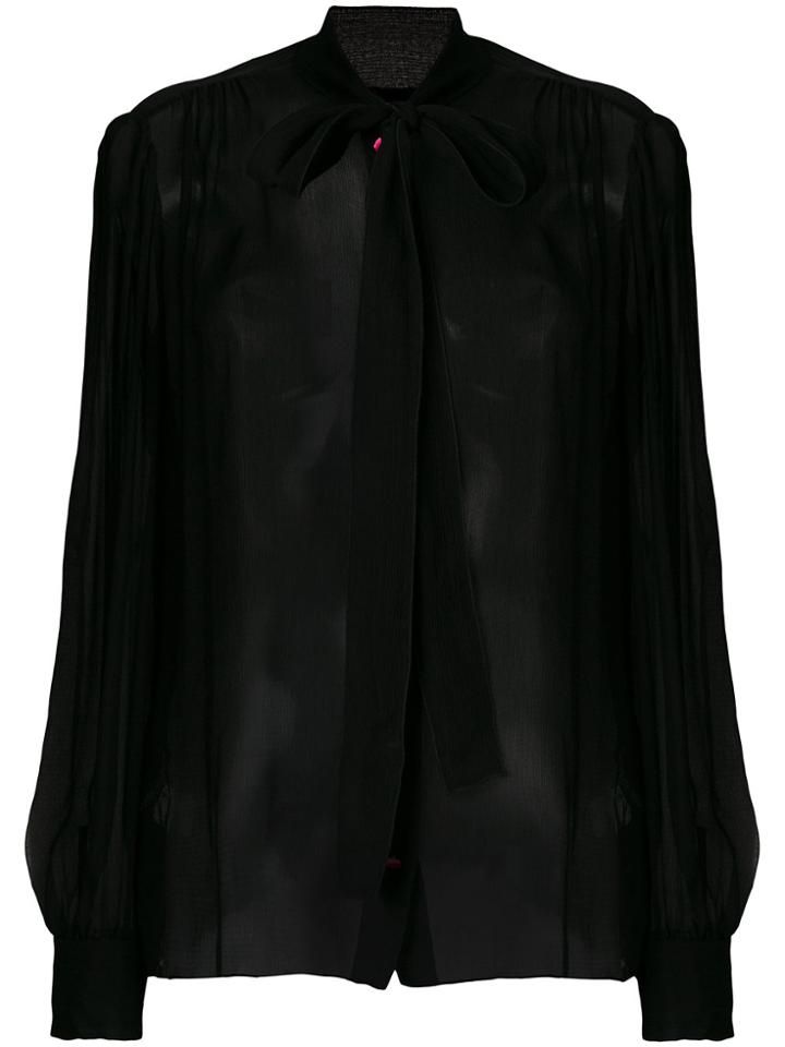 Dolce & Gabbana Sheer Shirt With Pussy Bow Detail - Black