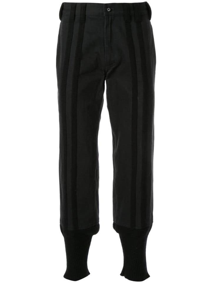 Yohji Yamamoto Pre-owned Striped Steamed Trousers - Black