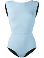Jean Yu Blue Boatneck Swimsuit