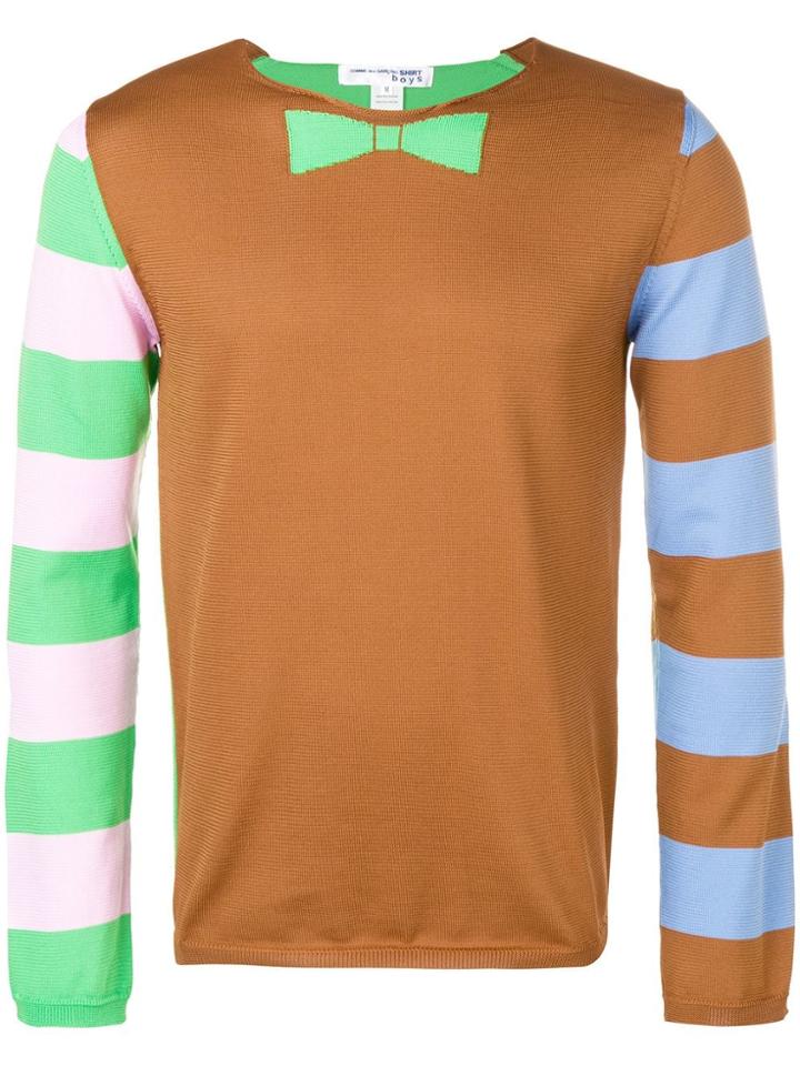 Comme Des Garçons Shirt Boys Striped Sleeve Sweater - Brown