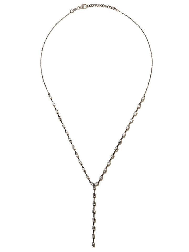 As29 18kt Black Gold Baguette Diamond Lariat Necklace