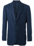 Kiton Two Button Blazer, Men's, Size: 52, Blue, Wool/cotton/cashmere/cupro